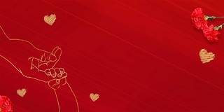 红色简约康乃馨拉手母亲节展板背景